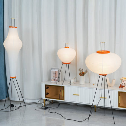 Japanese-Inspired Paper Floor Lamp White Mulberry Shade Tall Standing Light for Living Room Bedroom Reading Nook Sculptural Accent