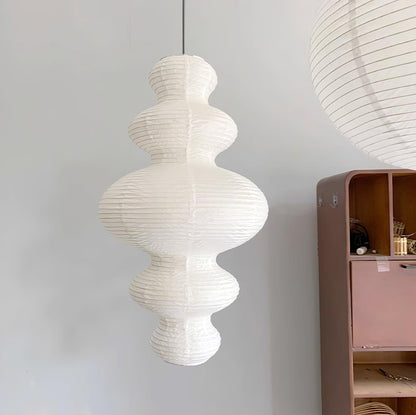 Hanging Lantern Fixture 19-Inch Natural Fiber Shade White Orb Ceiling Light Adjustable 59-Inch Cord for Dining Room Kitchen Island Asian-Ins