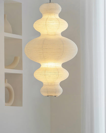 Hanging Lantern Fixture 19-Inch Natural Fiber Shade White Orb Ceiling Light Adjustable 59-Inch Cord for Dining Room Kitchen Island Asian-Ins