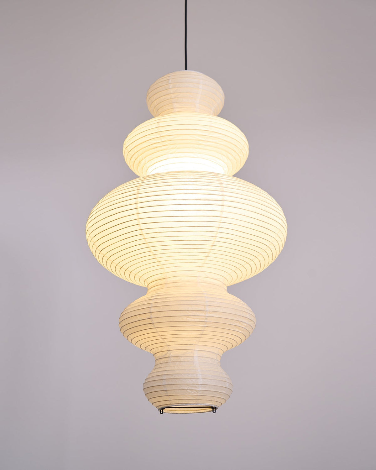 Hanging Lantern Fixture 19-Inch Natural Fiber Shade White Orb Ceiling Light Adjustable 59-Inch Cord for Dining Room Kitchen Island Asian-Ins