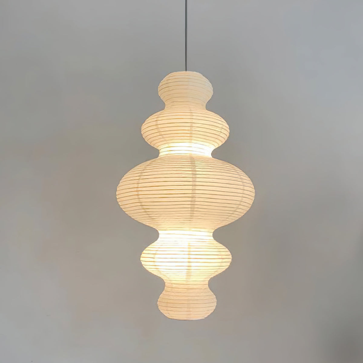 Overhead Suspension Lamp 18.5×32 White Handmade Paper Shade for Dining Table Kitchen Island Contemporary Asian Inspired Ceiling Fixture Adju
