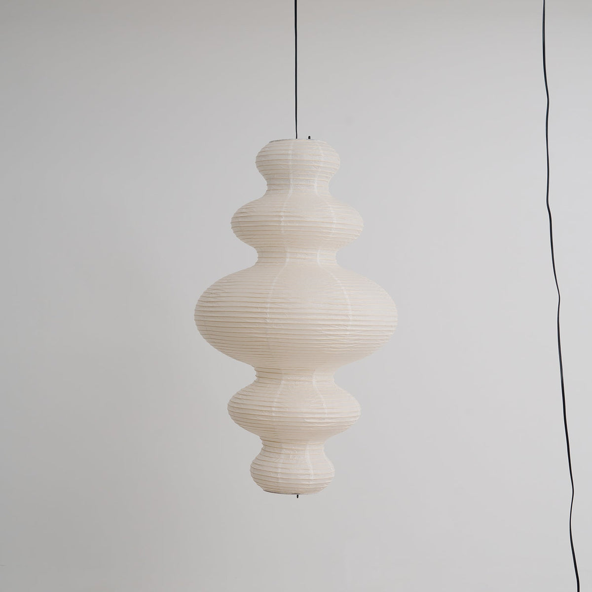 Overhead Suspension Lamp 18.5×32 White Handmade Paper Shade for Dining Table Kitchen Island Contemporary Asian Inspired Ceiling Fixture Adju