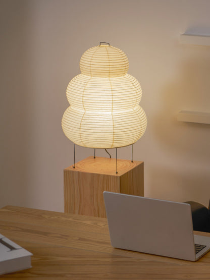 Handcrafted Paper Shade Desk Lamp 17 Inch White Soft Glow Accent Light E26 E27 Base for Bedroom Office Living Room Nightstand Reading Corner