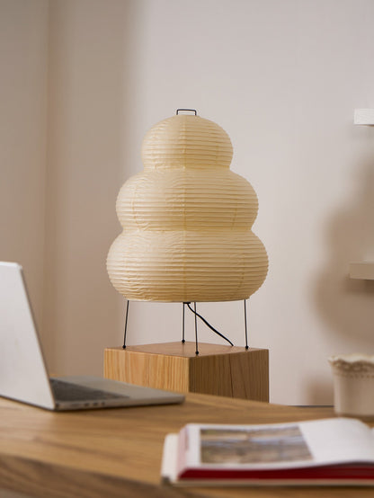 Handcrafted Paper Shade Desk Lamp 17 Inch White Soft Glow Accent Light E26 E27 Base for Bedroom Office Living Room Nightstand Reading Corner