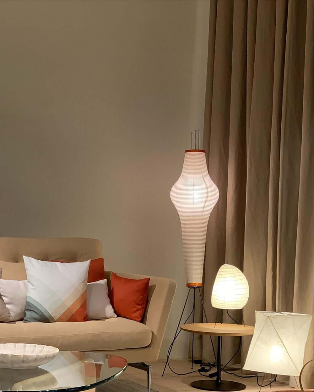 Japanese-Inspired Paper Floor Lamp White Mulberry Shade Tall Standing Light for Living Room Bedroom Reading Nook Sculptural Accent