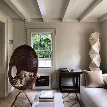Japanese-Inspired Paper Floor Lamp White Mulberry Shade Tall Standing Light for Living Room Bedroom Reading Nook Sculptural Accent