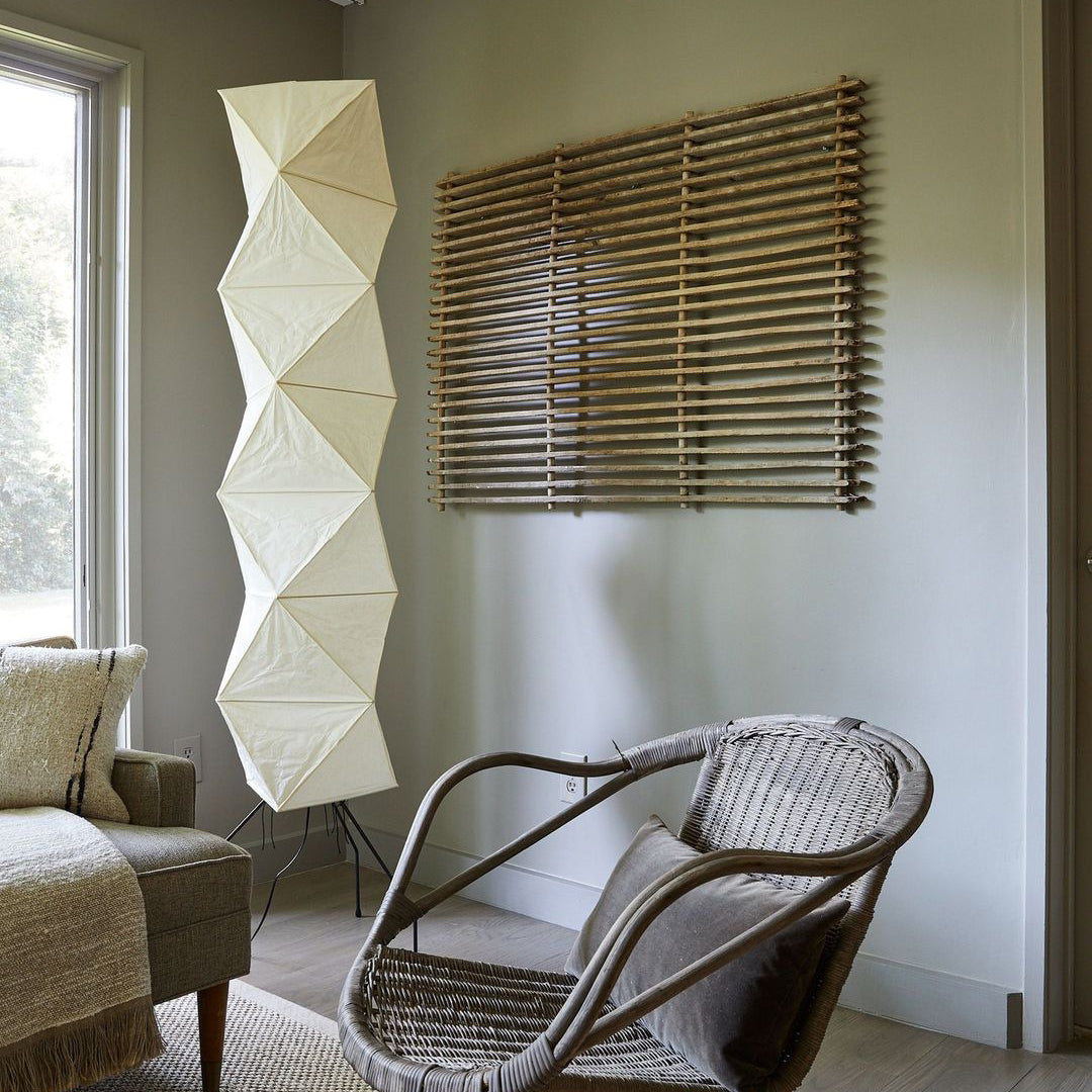Japanese-Inspired Paper Floor Lamp White Mulberry Shade Tall Standing Light for Living Room Bedroom Reading Nook Sculptural Accent