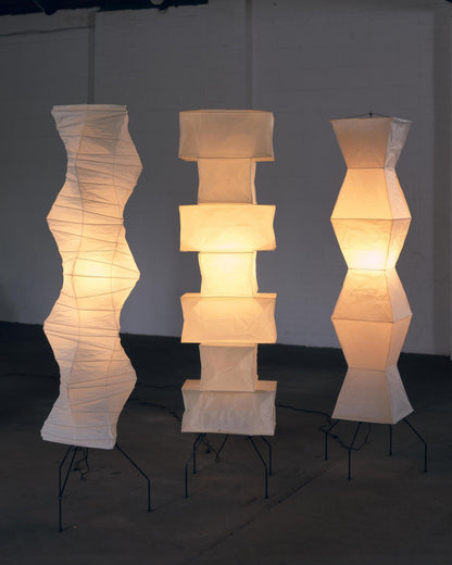 Japanese-Inspired Paper Floor Lamp White Mulberry Shade Tall Standing Light for Living Room Bedroom Reading Nook Sculptural Accent