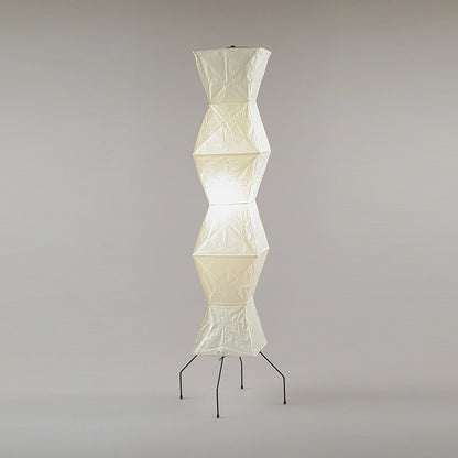 Japanese-Inspired Paper Floor Lamp White Mulberry Shade Tall Standing Light for Living Room Bedroom Reading Nook Sculptural Accent
