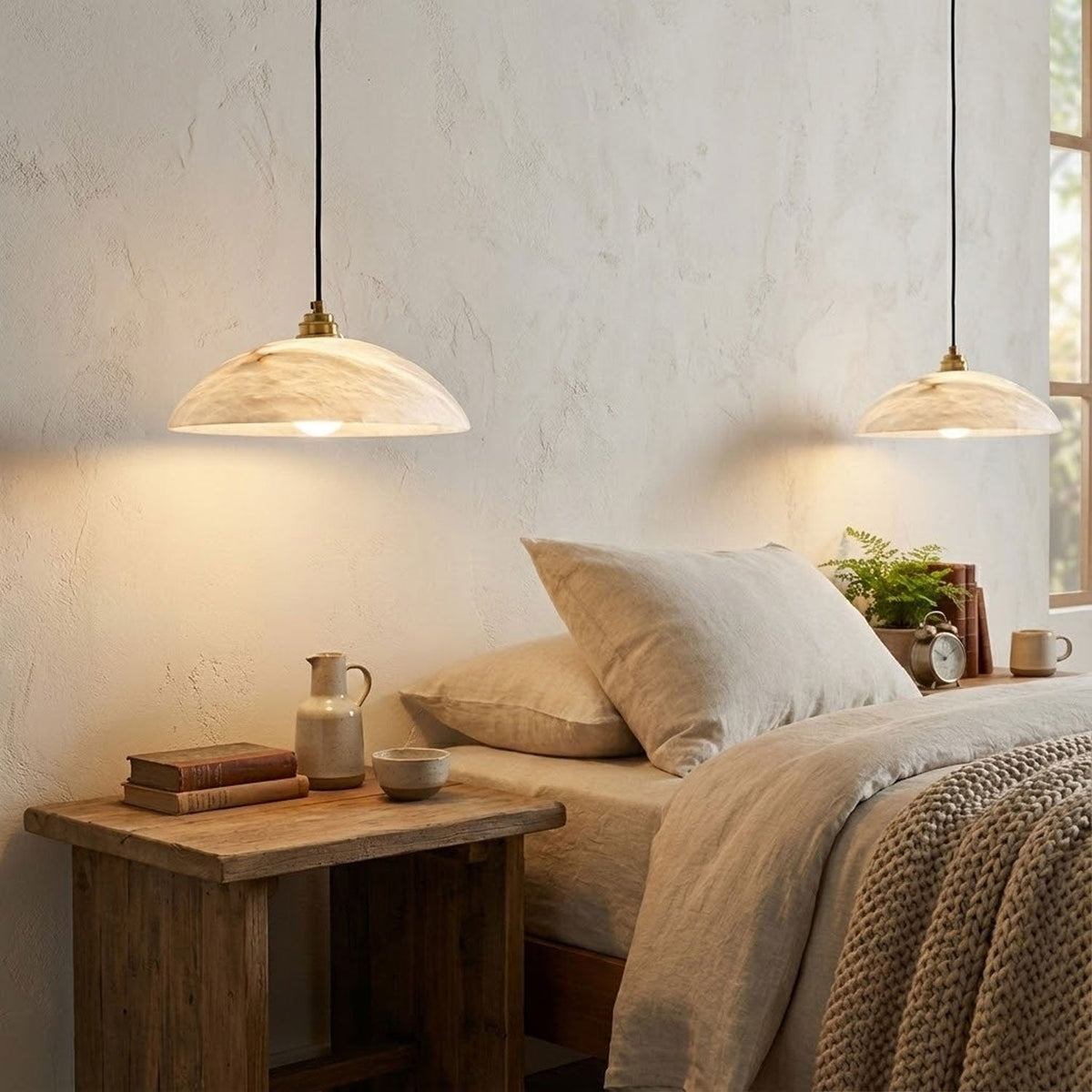 Globe Ceiling Light Fixture White Stone 16-Inch Dome Adjustable Cable Kitchen Island Dining Living Room Suspended Lamp E26 Socket