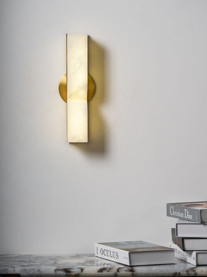 Alabaster LED Wall Light Fixture 14 inches Hardwired Gold Black Finish Adjustable Color Temperature for Bedroom Hallway Living Room Modern A