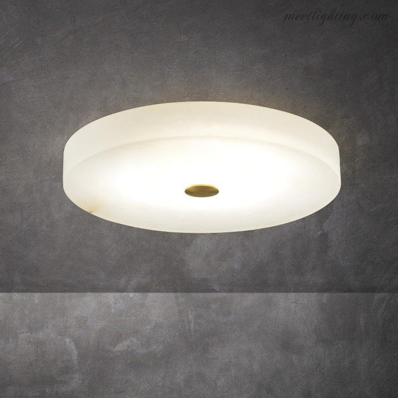 Round Natural Stone Flush Mount Ceiling Light with Integrated LED for Living Room Bedroom
