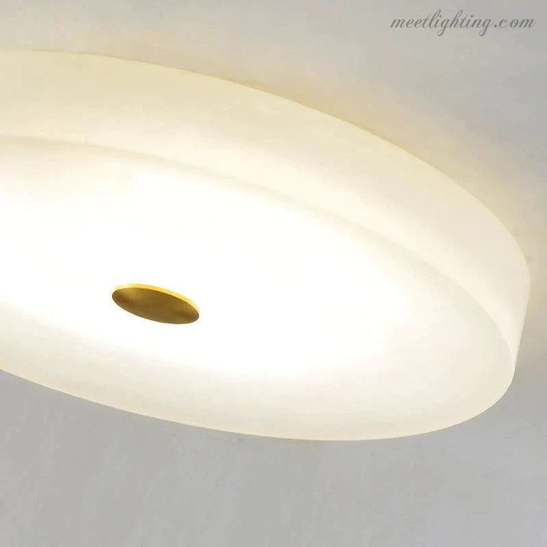 Round Natural Stone Flush Mount Ceiling Light with Integrated LED for Living Room Bedroom