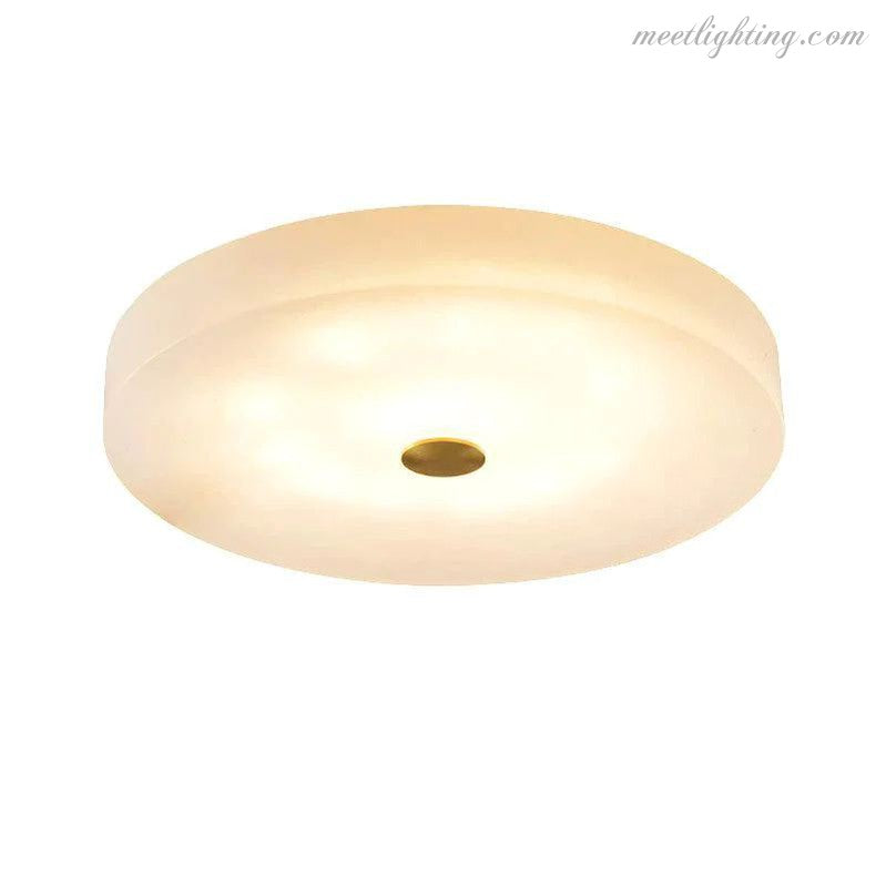 Round Natural Stone Flush Mount Ceiling Light with Integrated LED for Living Room Bedroom