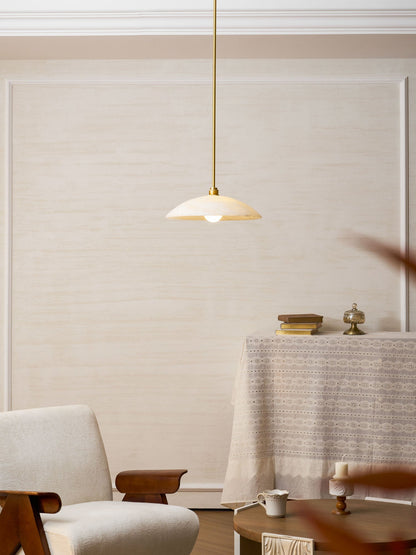Globe Ceiling Light Fixture White Stone 16-Inch Dome Adjustable Cable Kitchen Island Dining Living Room Suspended Lamp E26 Socket
