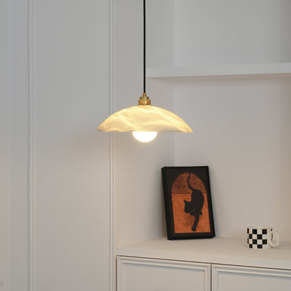 Globe Ceiling Light Fixture White Stone 16-Inch Dome Adjustable Cable Kitchen Island Dining Living Room Suspended Lamp E26 Socket