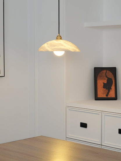Globe Ceiling Light Fixture White Stone 16-Inch Dome Adjustable Cable Kitchen Island Dining Living Room Suspended Lamp E26 Socket