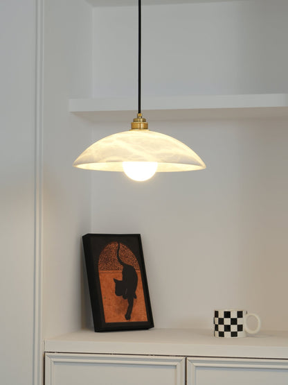 Globe Ceiling Light Fixture White Stone 16-Inch Dome Adjustable Cable Kitchen Island Dining Living Room Suspended Lamp E26 Socket