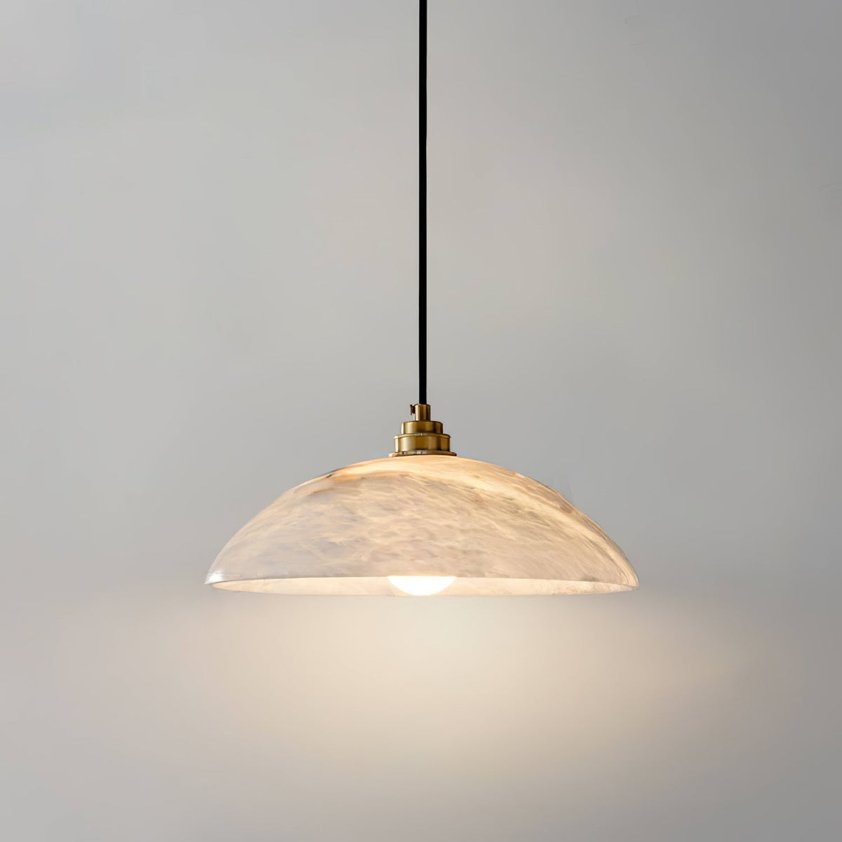 Globe Ceiling Light Fixture White Stone 16-Inch Dome Adjustable Cable Kitchen Island Dining Living Room Suspended Lamp E26 Socket