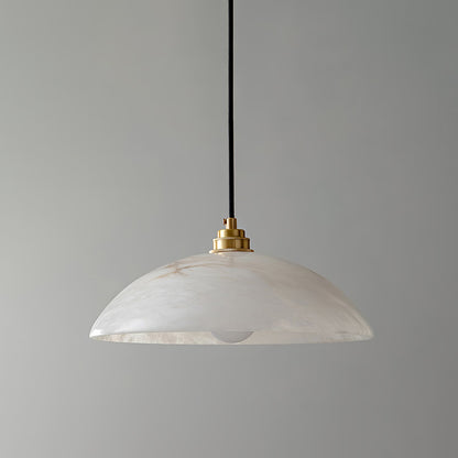 Globe Ceiling Light Fixture White Stone 16-Inch Dome Adjustable Cable Kitchen Island Dining Living Room Suspended Lamp E26 Socket