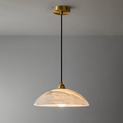 Globe Ceiling Light Fixture White Stone 16-Inch Dome Adjustable Cable Kitchen Island Dining Living Room Suspended Lamp E26 Socket