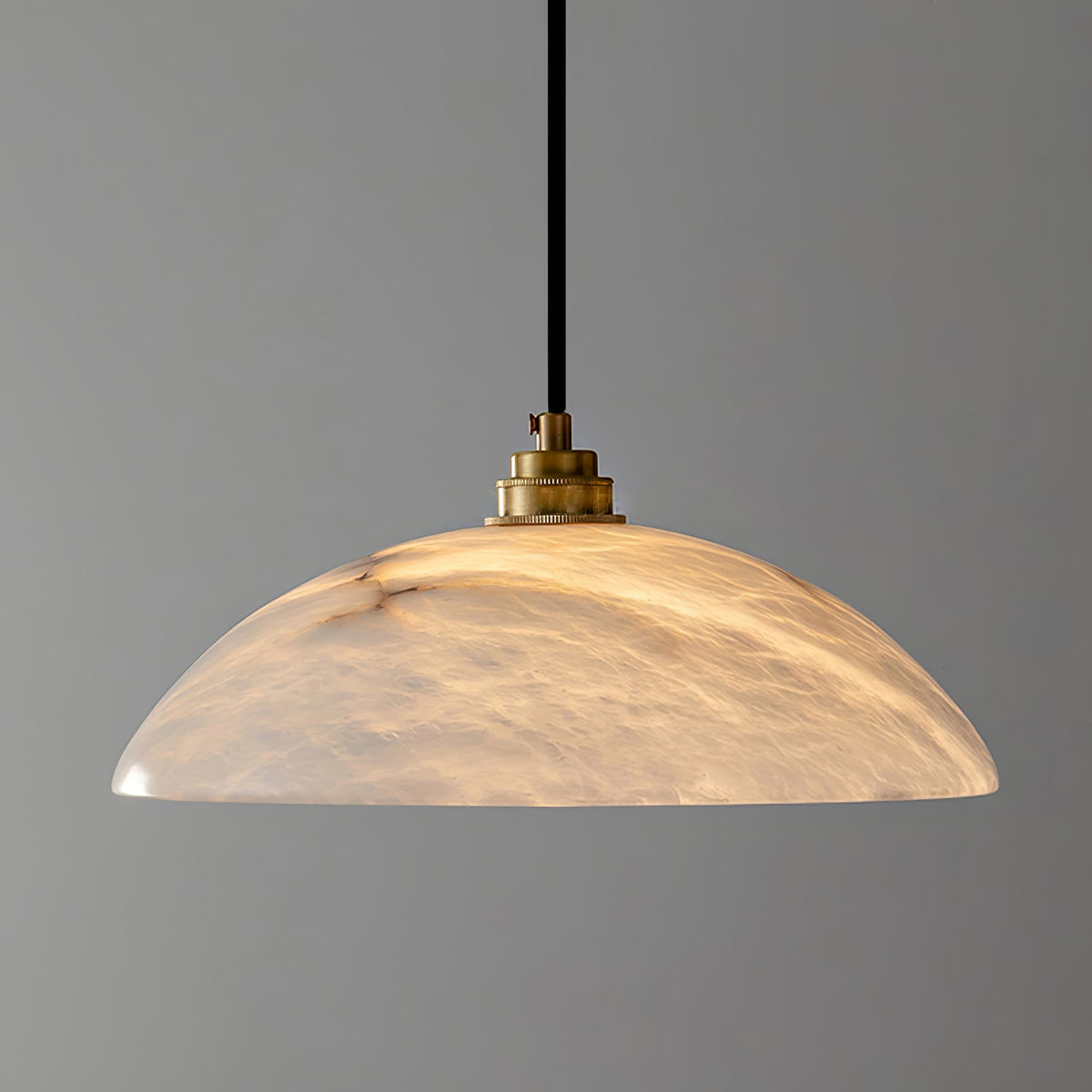 Globe Ceiling Light Fixture White Stone 16-Inch Dome Adjustable Cable Kitchen Island Dining Living Room Suspended Lamp E26 Socket