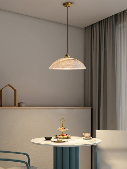 Globe Ceiling Light Fixture White Stone 16-Inch Dome Adjustable Cable Kitchen Island Dining Living Room Suspended Lamp E26 Socket