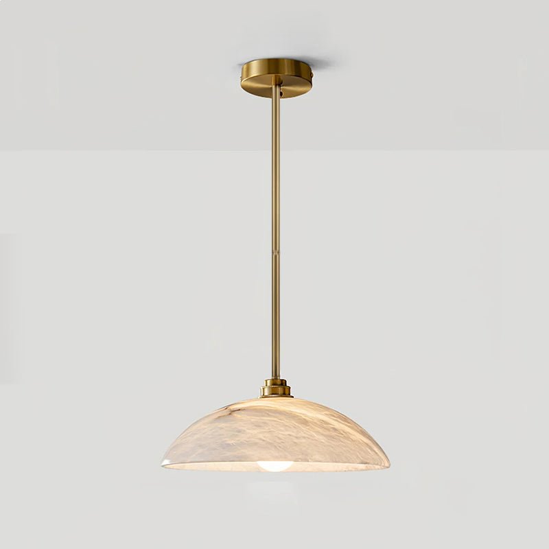 Globe Ceiling Light Fixture White Stone 16-Inch Dome Adjustable Cable Kitchen Island Dining Living Room Suspended Lamp E26 Socket