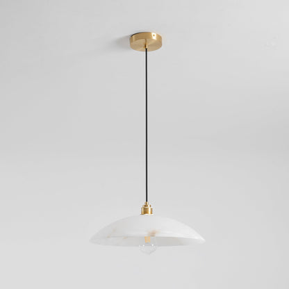 Globe Ceiling Light Fixture White Stone 16-Inch Dome Adjustable Cable Kitchen Island Dining Living Room Suspended Lamp E26 Socket