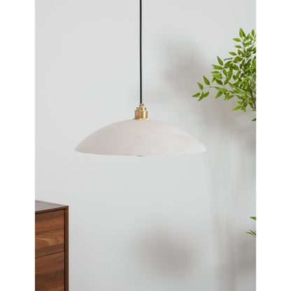 Globe Ceiling Light Fixture White Stone 16-Inch Dome Adjustable Cable Kitchen Island Dining Living Room Suspended Lamp E26 Socket