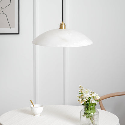 Globe Ceiling Light Fixture White Stone 16-Inch Dome Adjustable Cable Kitchen Island Dining Living Room Suspended Lamp E26 Socket