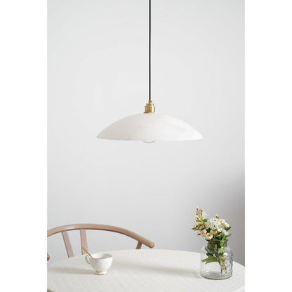 Globe Ceiling Light Fixture White Stone 16-Inch Dome Adjustable Cable Kitchen Island Dining Living Room Suspended Lamp E26 Socket