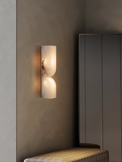 Alabaster LED Wall Light Fixture 14 inches Hardwired Gold Black Finish Adjustable Color Temperature for Bedroom Hallway Living Room Modern A