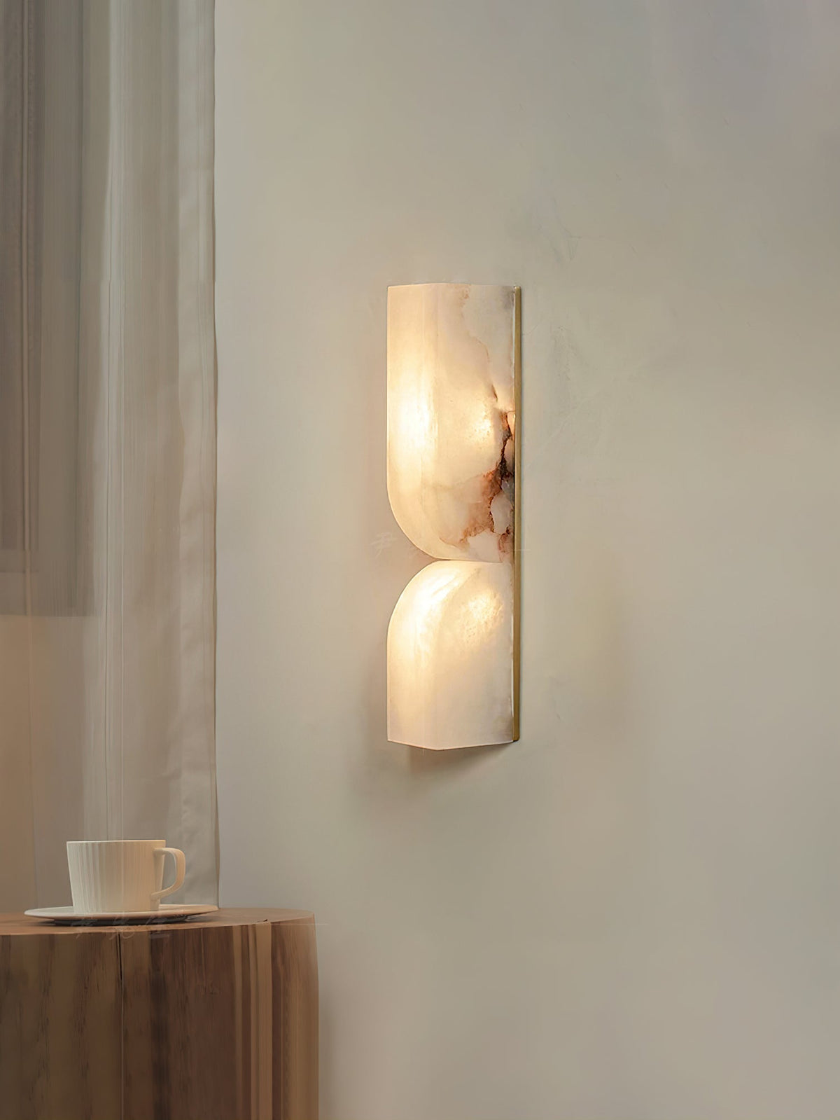 Alabaster LED Wall Light Fixture 14 inches Hardwired Gold Black Finish Adjustable Color Temperature for Bedroom Hallway Living Room Modern A