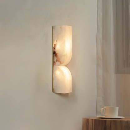 Alabaster LED Wall Light Fixture 14 inches Hardwired Gold Black Finish Adjustable Color Temperature for Bedroom Hallway Living Room Modern A