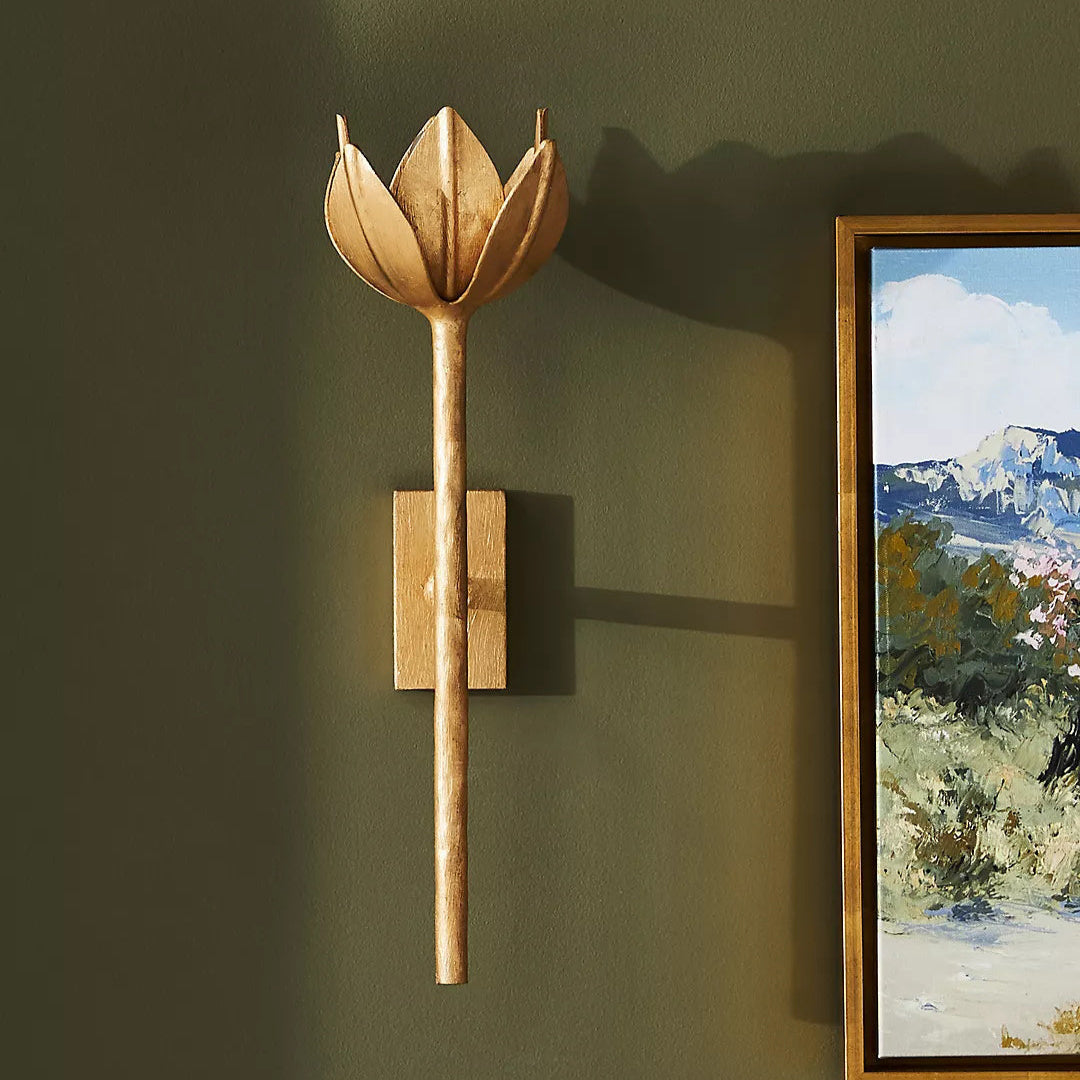 Metal Floral Sconce Three Height Choices Hardwired Accent Fixture for Entryways Bedrooms Dining Halls Modern Sculptural Form E12/E14 Base 11