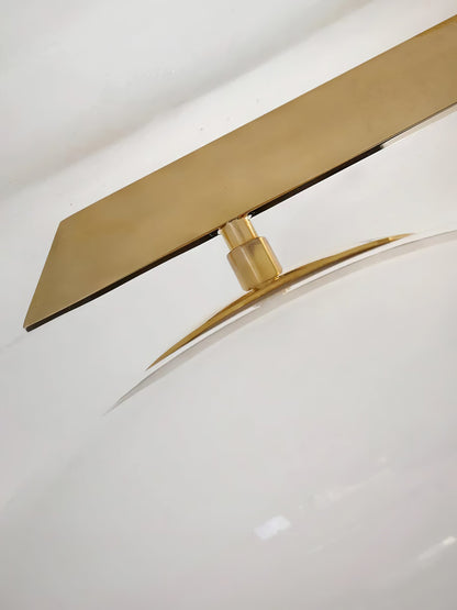 Five-Arm Flush Mount Ceiling Fixture with Milky White Shades in Warm Gold Finish for Kitchen Island Bedroom Hallway Entry Foyer Low Profile
