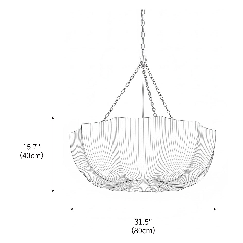 Fabric Drum Ceiling Light with Bowl Shade for Kitchens and Dining Areas 16 Inch Adjustable Hanging Fixture Neutral Beige Cloth Lampshade Thr