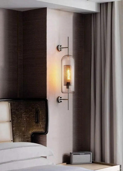 Glass Wall Sconce Light Fixture Gold Chrome Finish for Bathroom Bedroom Living Room Entryway Hallway Modern Minimalist Lighting