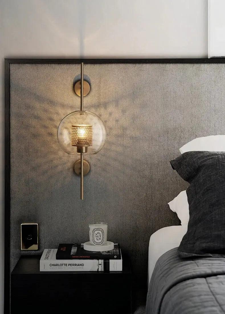 Glass Wall Sconce Light Fixture Gold Chrome Finish for Bathroom Bedroom Living Room Entryway Hallway Modern Minimalist Lighting