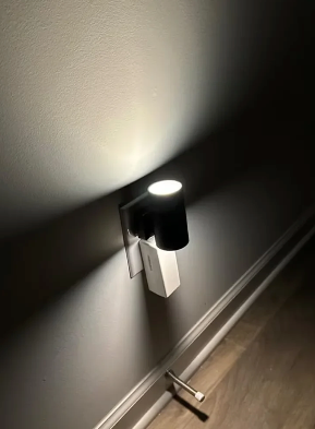 Plug-In LED Night Light with Auto Sensor Dimmable Sconce 4.2 in Compact Black ABS 10W Warm White for Bedroom Hallway Bathroom Ambient Lighti