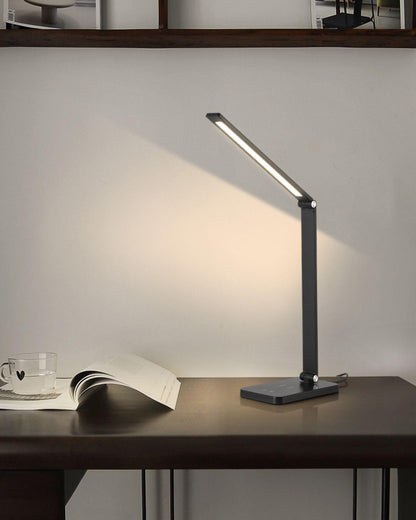 Adjustable LED Task Light 15W with USB Port Aluminum Metal Frame Touch Control 14 in for Home Office Workspace Reading Computer Desk Study D