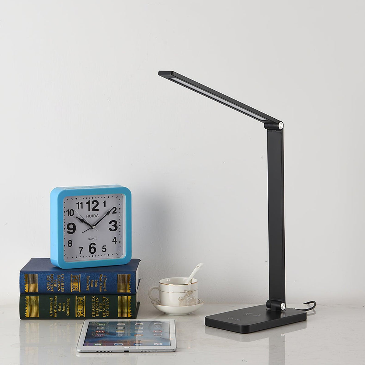 Adjustable LED Task Light 15W with USB Port Aluminum Metal Frame Touch Control 14 in for Home Office Workspace Reading Computer Desk Study D