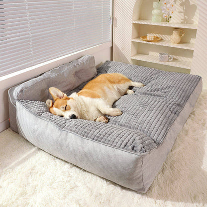 Orthopedic Pet Bed with Bolster Pillow for Dogs & Cats – Washable, Non-Slip Base, Year-Round Comfort