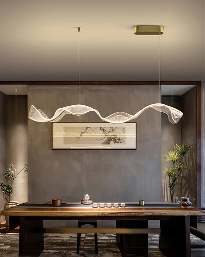 Linear LED Ceiling Light Fixture 39-59 Inch Dimmable Acrylic Pendant Lamp for Dining Room Living Room Kitchen Modern Hanging Light with Remo