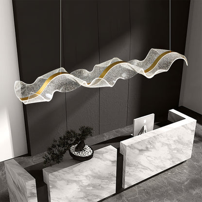 Linear LED Ceiling Light Fixture 39-59 Inch Dimmable Acrylic Pendant Lamp for Dining Room Living Room Kitchen Modern Hanging Light with Remo