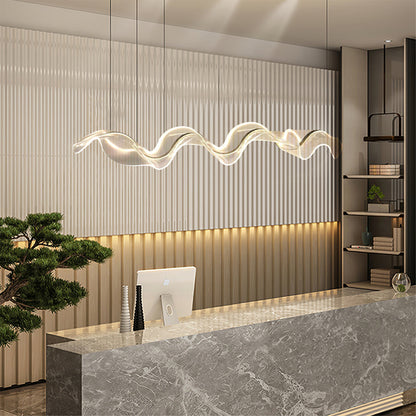 Linear LED Ceiling Light Fixture 39-59 Inch Dimmable Acrylic Pendant Lamp for Dining Room Living Room Kitchen Modern Hanging Light with Remo