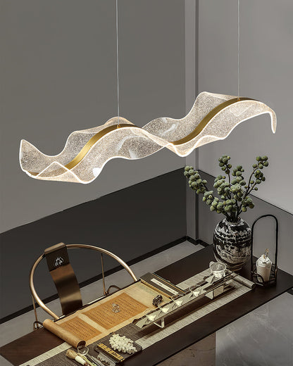 Linear LED Ceiling Light Fixture 39-59 Inch Dimmable Acrylic Pendant Lamp for Dining Room Living Room Kitchen Modern Hanging Light with Remo