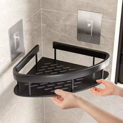 Adhesive Corner Caddy Aluminum Rust-Proof Bathroom Storage Holder for Shampoo Soap Toiletries No-Drill Wall Mount Rack for Shower Tub