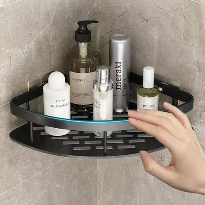 Adhesive Corner Caddy Aluminum Rust-Proof Bathroom Storage Holder for Shampoo Soap Toiletries No-Drill Wall Mount Rack for Shower Tub